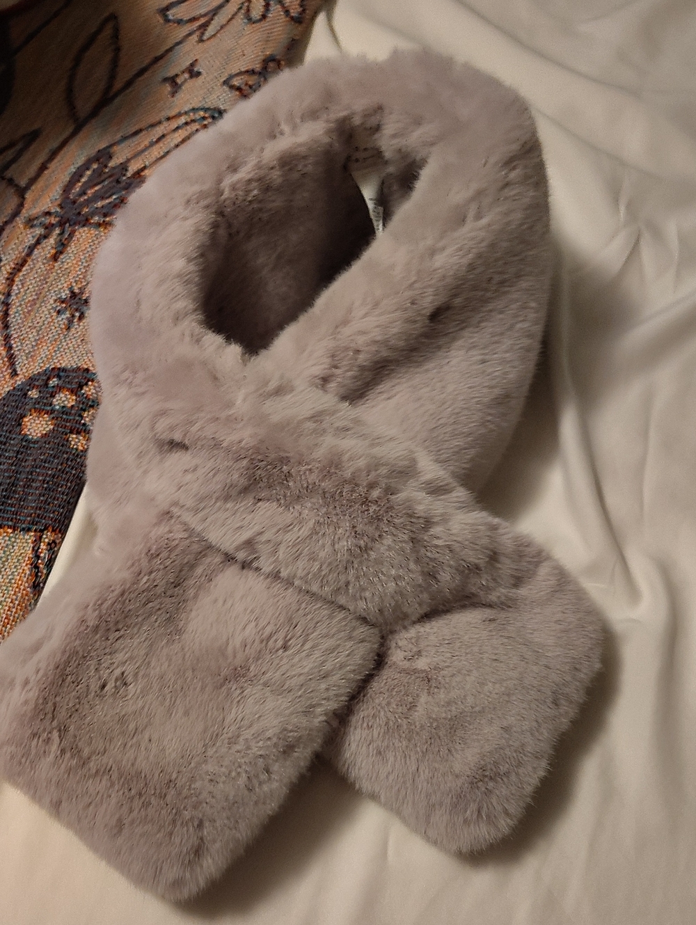 Soft Gray Faux Fur Scarf